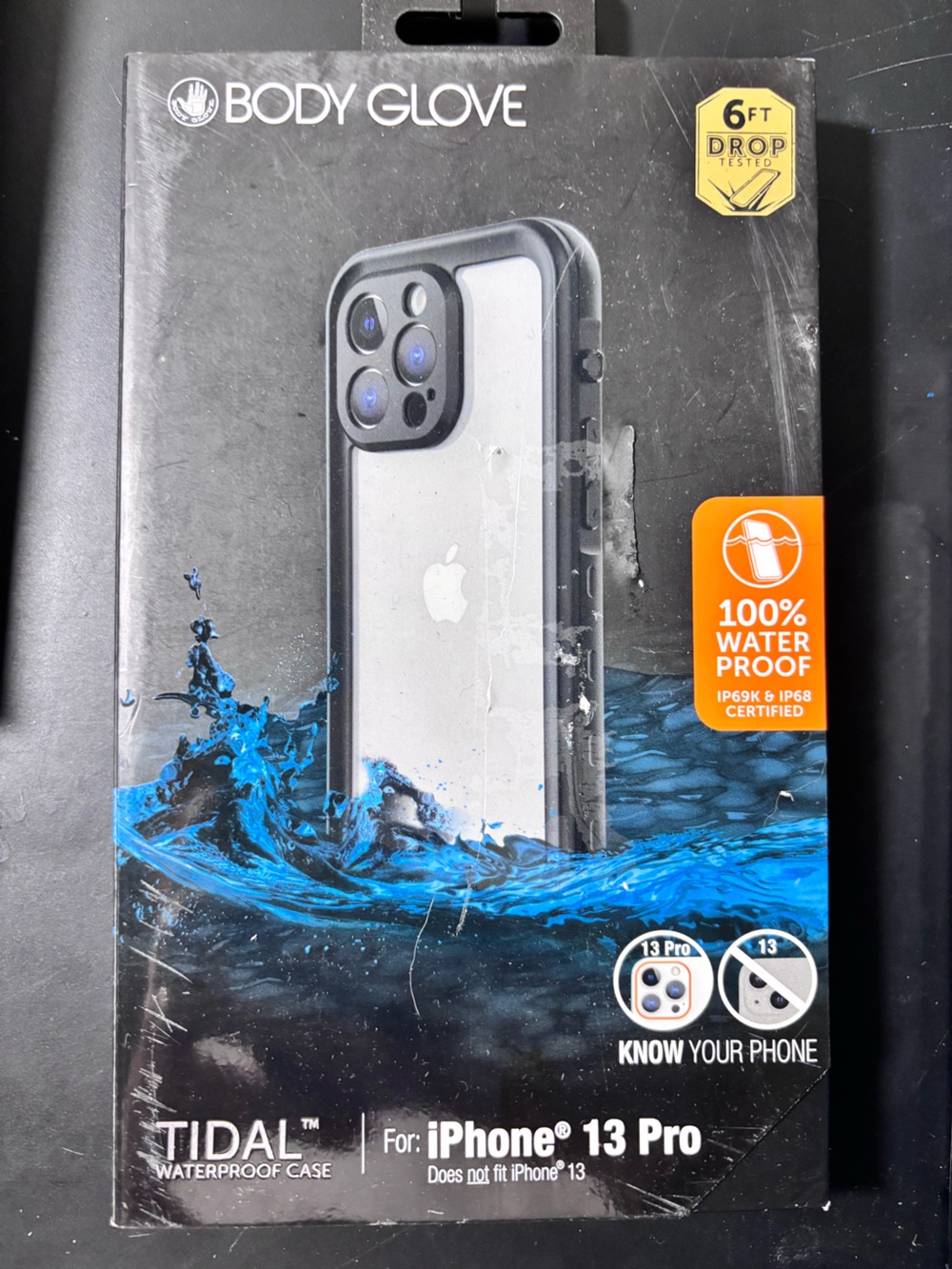 Apple Clear Protective Phone Case with Blue Splash Accent